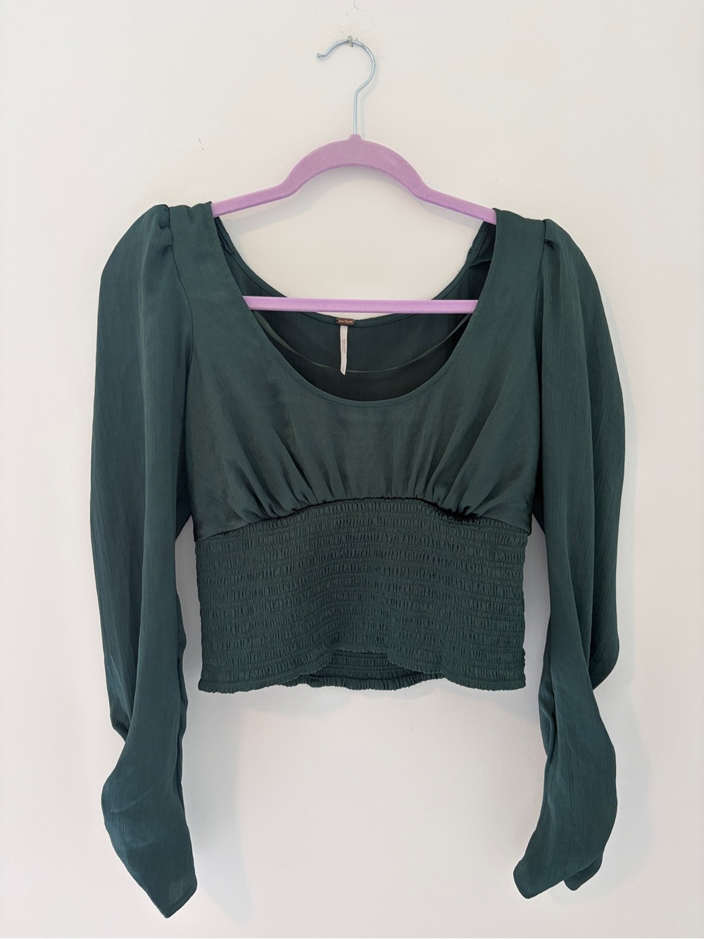 Free People Women's Long Sleeve Crop Top - Forest Green